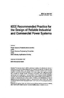 IEEE Std 493 Gold Book Recommended Design Of Reliable Power Systems