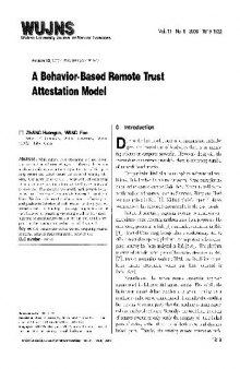 A behavior-based remote trust attestation model