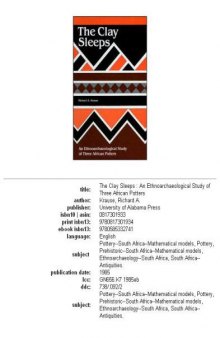 The clay sleeps: an ethnoarchaeological study of three African potters