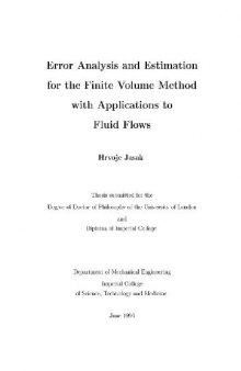 Error analysis and estimation for the finite volume method with applications to fluid flows