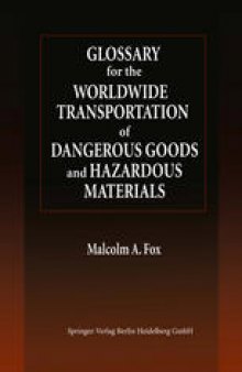 Glossary for the Worldwide Transportation of Dangerous Goods and Hazardous Materials