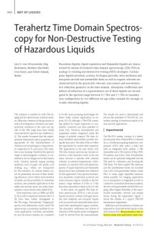 Materials Testing. Vol. 54. No 6 [Article] Terahertz Time Domain Spectroscopy for Non-Destructive Testing of Hazardous Liquids