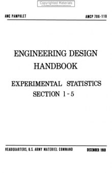 Engineering Design Handbook - Experimental Statistics, Sections 1 - 5
