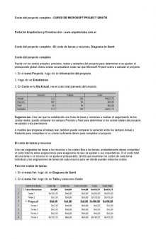Curso de Microsoft Project Gratis: Costo del proyecto completo