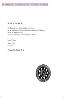 Kommos Volume IV: The Greek sanctuary (1&2)