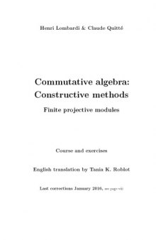 Commutative algebra: Constructive methods: Finite projective modules