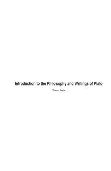 Introduction To The Philosophy And Writings Of Plato