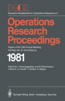 DGOR: Papers of the 10th Annual Meeting/Vorträge der 10. Jahrestagung