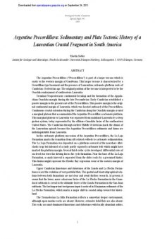 Argentine Precordillera: Sedimentary and Plate Tectonic History of a Laurentian Crustal Fragment in South America (Special Paper (Geological Society of America))  