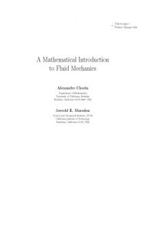 A mathematical introduction to fluid mechanics, Second Edition 