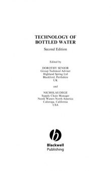Technology of Bottled Water, Second Edition