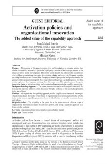 Activation policies and organisational innovation in the capability perspective