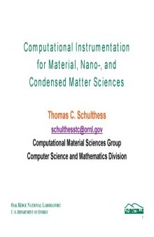Computational Instrumentation for Nano- and Condensed Matter Sciences