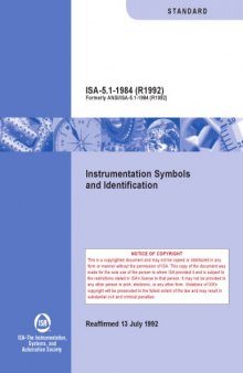 Instrumentation Symbols and Identification (Standards & Practices for Instrumentation & Control)