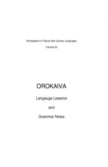 Orokaiva: legends lessons and grammar notes  