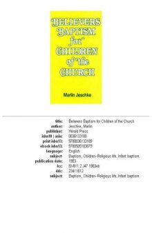 Believers baptism for children of the church