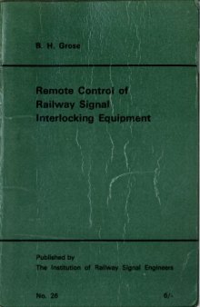 IRSE Green Book No.26 Remote Control of Railway Signal Interlocking Equipment 1967 