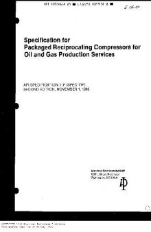 Specification for Packaged Reciprocating Compressors for Oil and Gas Production Services