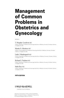 Management of Common Problems in Obstetrics and Gynecology, Fifth Edition