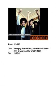 Managing & Maintaining MS Windows Server 2003 Environment a W2K MCSA (ver. 10.23.03)