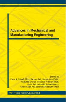 Advances in Mechanical and Manufacturing Engineering: Selected, Peer Reviewed Papers from the International Conference on Advances in Mechanical and ... 25-28