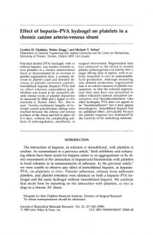 Effect of heparin–pva hydrogel on platelets in a chronic canine arterio-venous shunt