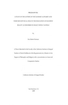 A study of the letters of the Sanskrit alphabet and their metaphysical role in the emanation of manifest reality as described in select Hindu Tantras