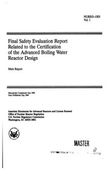 Advanced BWR Design - Final Safety Eval Report