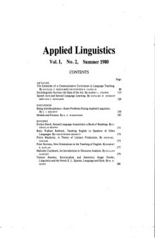 Applied Linguistics Volume 1, No.2, 1980