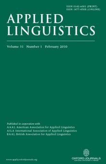 Applied Linguistics, Volume 31, issue 1, 2010