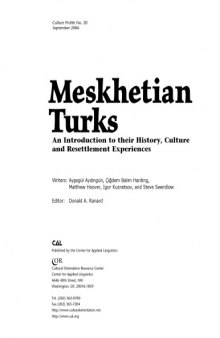 Meskhetian Turks: An Introduction to their History, Culture and Resettlement Experiences
