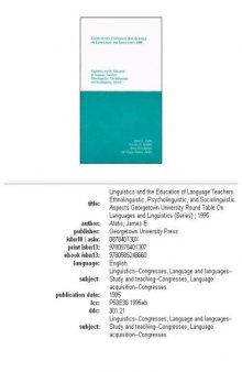 Linguistics and the education of language teachers: ethnolinguistic, psycholinguistic, and sociolinguistic aspects