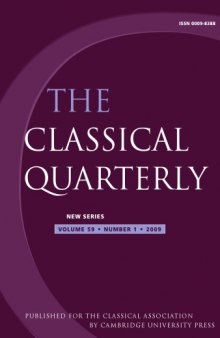 The Classical Quarterly, Vol. 59, N° 1, 2009 59 1 