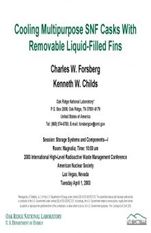 Cooling Multipurpose SNF Casks w. Removable Fins [pres. slides]