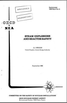 Steam Explosions and Reactor Safety (csni82-74)