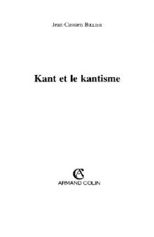 Kant et le kantisme