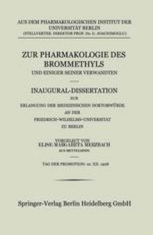 Zur Pharmakologie des Brommethyls und Einiger Seiner Verwandten