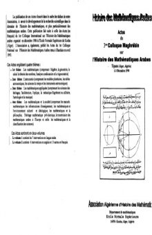 Actes du 3me Colloque Maghrébin sur l'Histoire des Mathématiques Arabes. Vol. 2, interventions en anglais et en français.