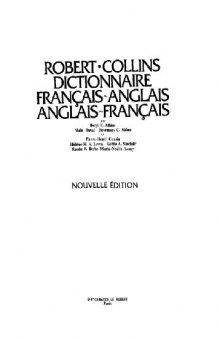 Dictionnaire Robert-Collins Anglais-Francais