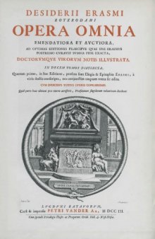 Erasmi Opera Omnia : Volume I-5 (Vol 1), Parabolae sive similia ; Encomium matrimonii