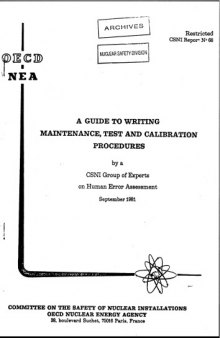 Guide to Writing Maintenance, Test and Calibration Procedures (csni81-68)