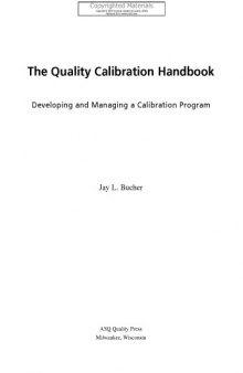 Quality Calibration Handbook - Developing and Managing a Calibration Program
