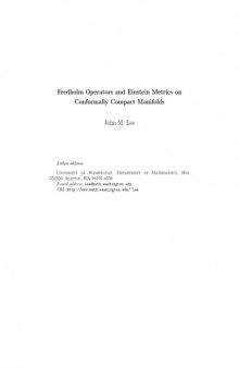Fredholm Operators and Einstein Metrics on Conformally Compact Manifolds (draft) 