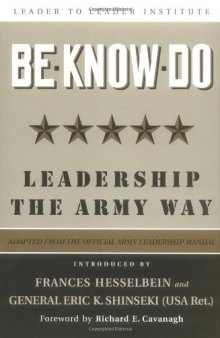 Be * Know * Do, Adapted from the Official Army Leadership Manual: Leadership the Army Way (J-B Leader to Leader Institute PF Drucker Foundation)