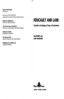 Foucault and the Law: Towards a Sociology of Law As Governance (Law and Social Theory)