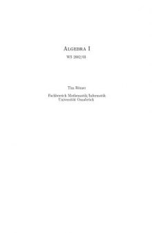 Algebra I (WS 2002/03)