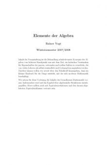 Elemente der Algebra (Wintersemester 2007/2008)