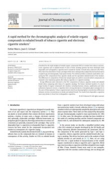 A rapid method for the chromatographic analysis of volatile organiccompounds in exhaled breath of tobacco cigarette and electroniccigarette smokers