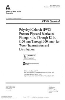 AWWA standard for polyvinyl chloride (PVC) pressure pipe : 4 in through 12 in., for water