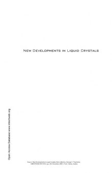 New Developments in Liquid Crystals  